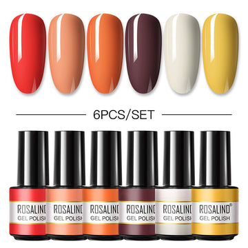 Rosalind Mini Soak Off Professional Nail Art Gel Polish Set 6PCS Nail Art Design LED/UV Lamp